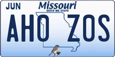 MO license plate AH0Z0S