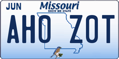 MO license plate AH0Z0T