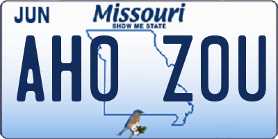 MO license plate AH0Z0U