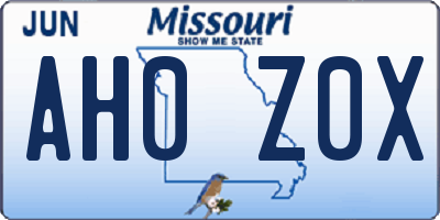 MO license plate AH0Z0X