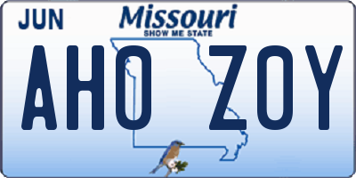 MO license plate AH0Z0Y