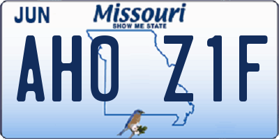 MO license plate AH0Z1F