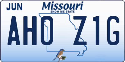 MO license plate AH0Z1G