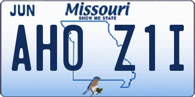 MO license plate AH0Z1I