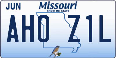 MO license plate AH0Z1L