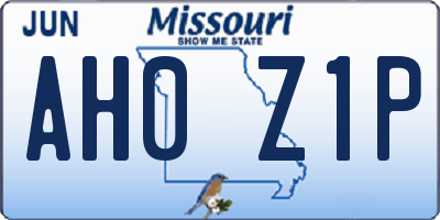 MO license plate AH0Z1P