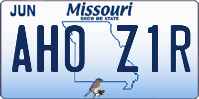 MO license plate AH0Z1R