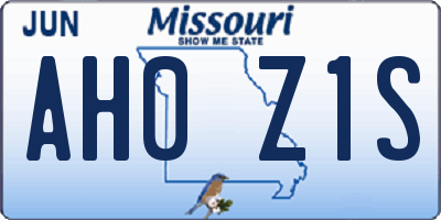 MO license plate AH0Z1S