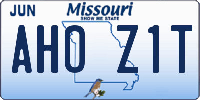 MO license plate AH0Z1T