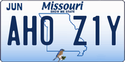 MO license plate AH0Z1Y