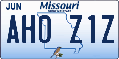 MO license plate AH0Z1Z