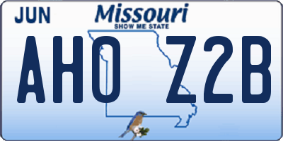 MO license plate AH0Z2B