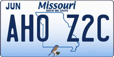 MO license plate AH0Z2C