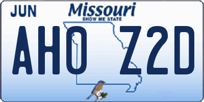 MO license plate AH0Z2D