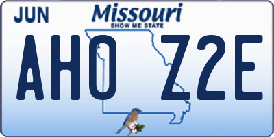 MO license plate AH0Z2E