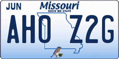 MO license plate AH0Z2G