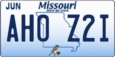 MO license plate AH0Z2I