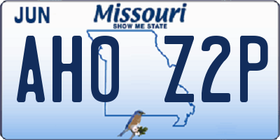 MO license plate AH0Z2P