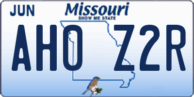 MO license plate AH0Z2R