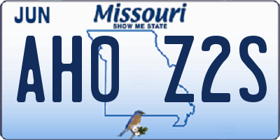 MO license plate AH0Z2S