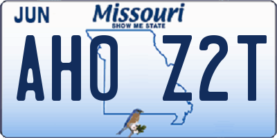 MO license plate AH0Z2T