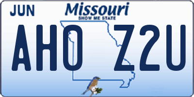 MO license plate AH0Z2U