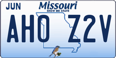 MO license plate AH0Z2V