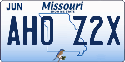 MO license plate AH0Z2X