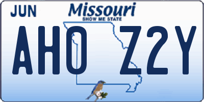 MO license plate AH0Z2Y