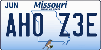 MO license plate AH0Z3E