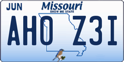 MO license plate AH0Z3I