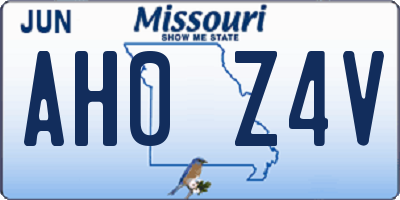 MO license plate AH0Z4V