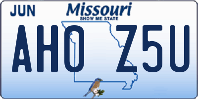 MO license plate AH0Z5U