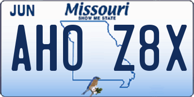 MO license plate AH0Z8X