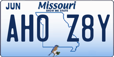 MO license plate AH0Z8Y