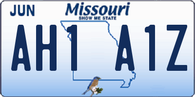 MO license plate AH1A1Z