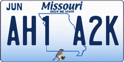 MO license plate AH1A2K