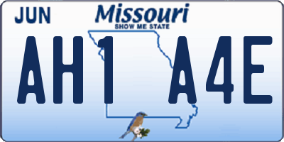 MO license plate AH1A4E