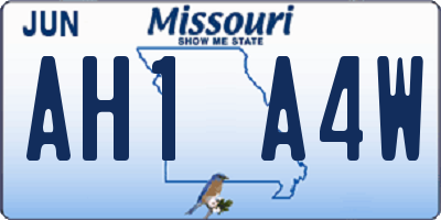 MO license plate AH1A4W