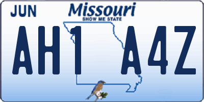 MO license plate AH1A4Z