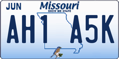 MO license plate AH1A5K