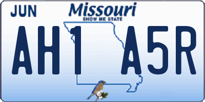 MO license plate AH1A5R