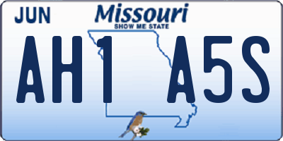 MO license plate AH1A5S