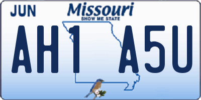 MO license plate AH1A5U