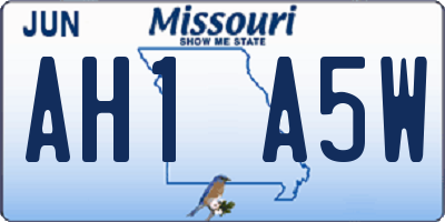 MO license plate AH1A5W