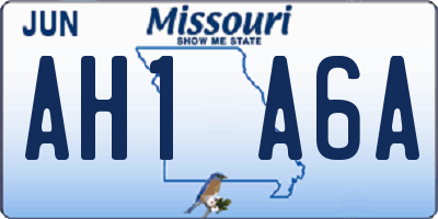 MO license plate AH1A6A