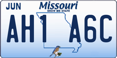 MO license plate AH1A6C