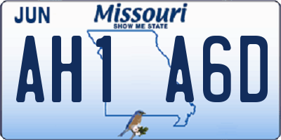 MO license plate AH1A6D