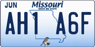 MO license plate AH1A6F