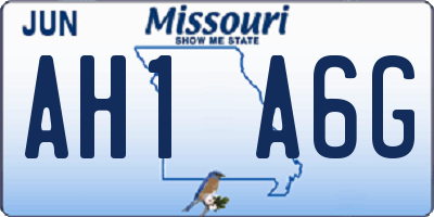 MO license plate AH1A6G